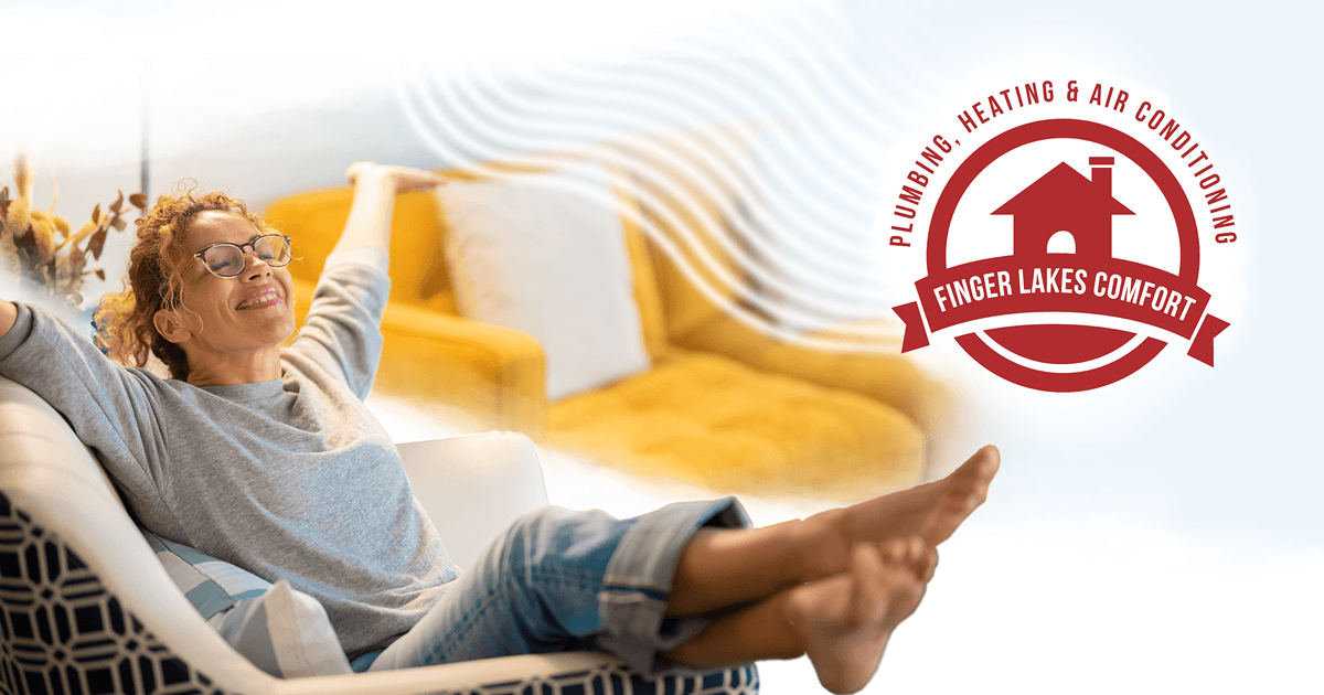 Woman relaxing comfortably on chair enjoying cool air conditioning